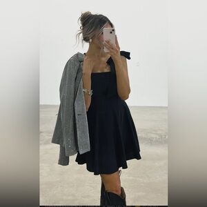 So Me Black Dress with Bow Straps